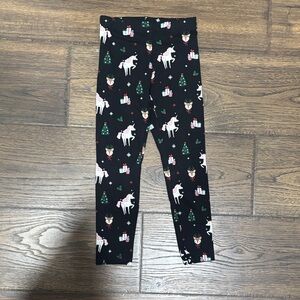 Holiday Time Black Leggings with Festive Print
